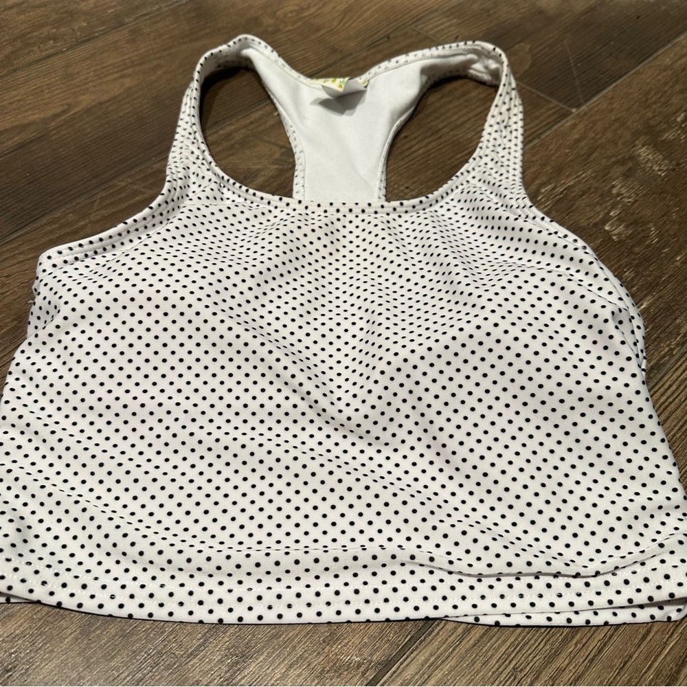 Kortni Jeane Racerback White/Black Polka Dot Swim Top Size XS